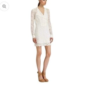 BCBG MAXAZRIA contrast bib silk lace tunic dress
